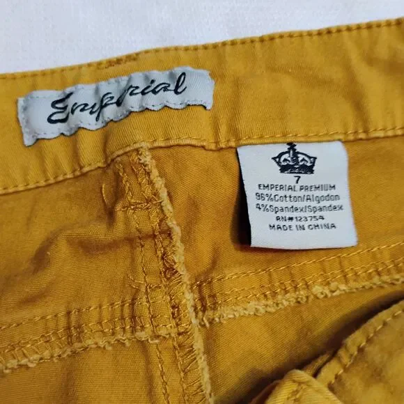 Emperial Women’s Size 7 Mustard Yellow Skinny Stretch Low Rise Jeans Embellished - Picture 10 of 15
